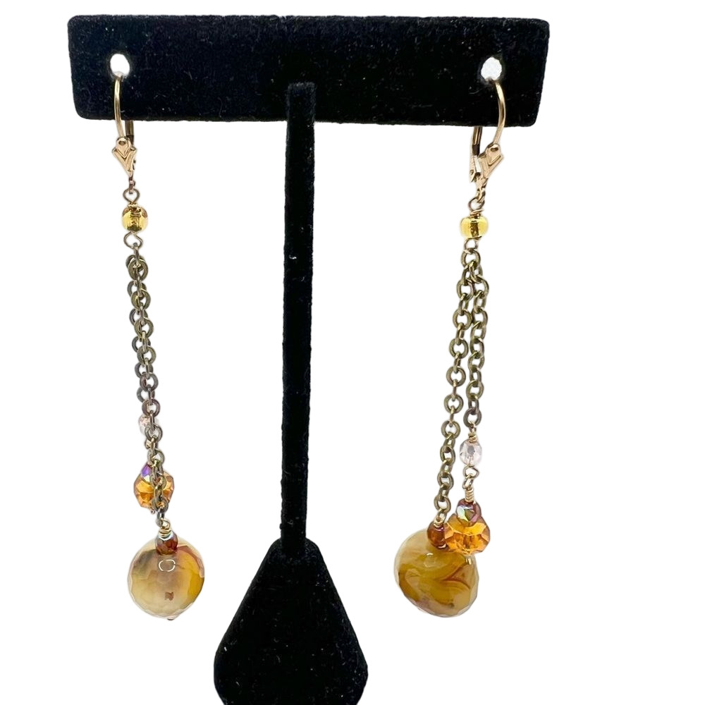 🍭6/$30 Handmade milky beaded clasp dangle drop earrings